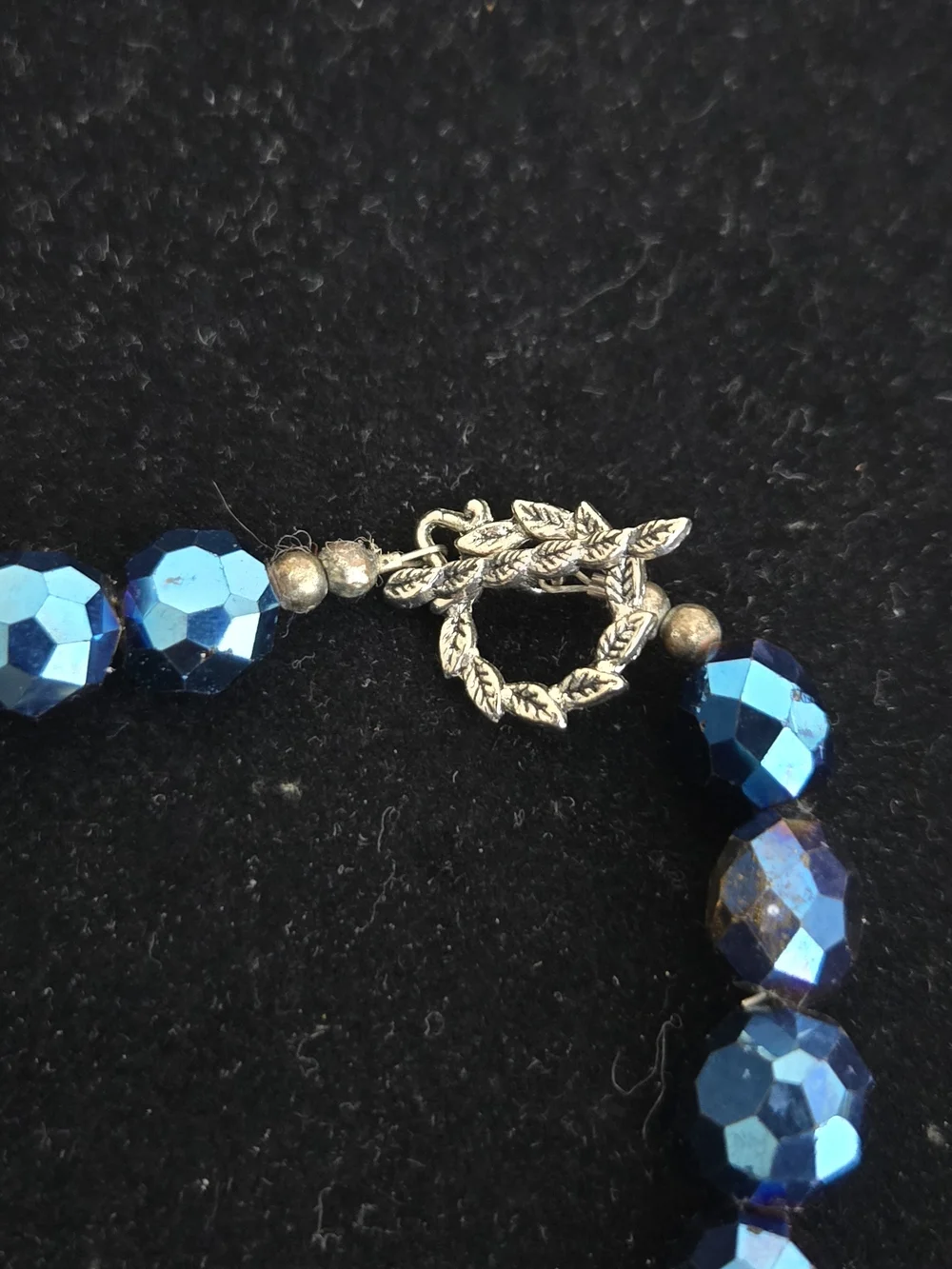 Blue Faceted Mid Century  AB Crystal Necklace and Clip-On Earrings Set